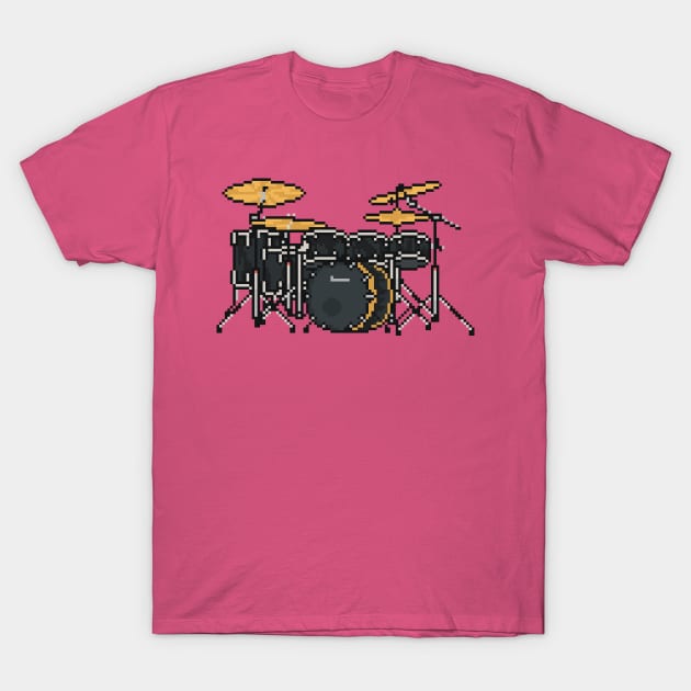 Pixel Black Floyd Drum Set T-Shirt by gkillerb